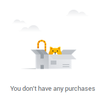 screenshot of google purchases dashboard showing "You don't have any purchases"