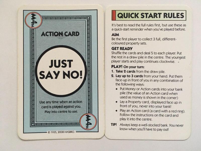 Just say no card in Monopoly deal